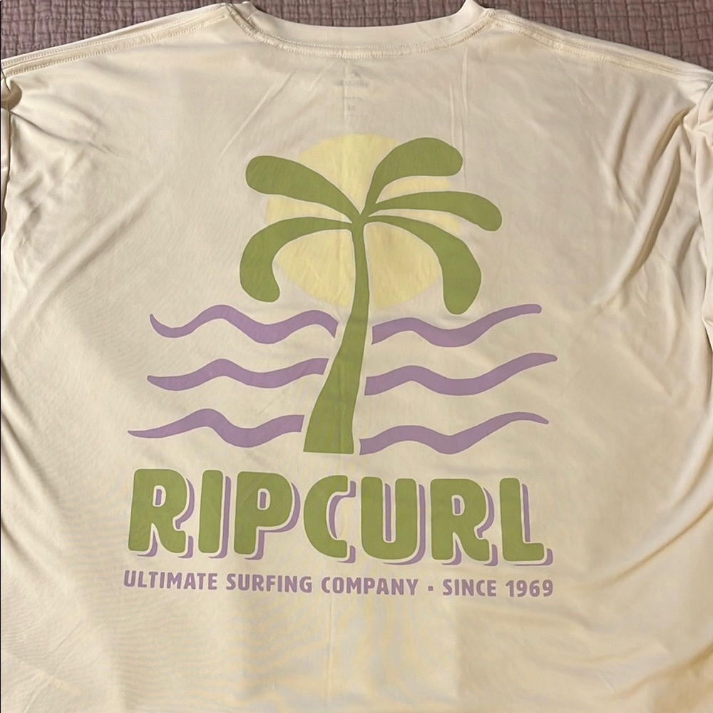 Rip Curl Cream Graphic UPF 50+ surf shirt Tee M